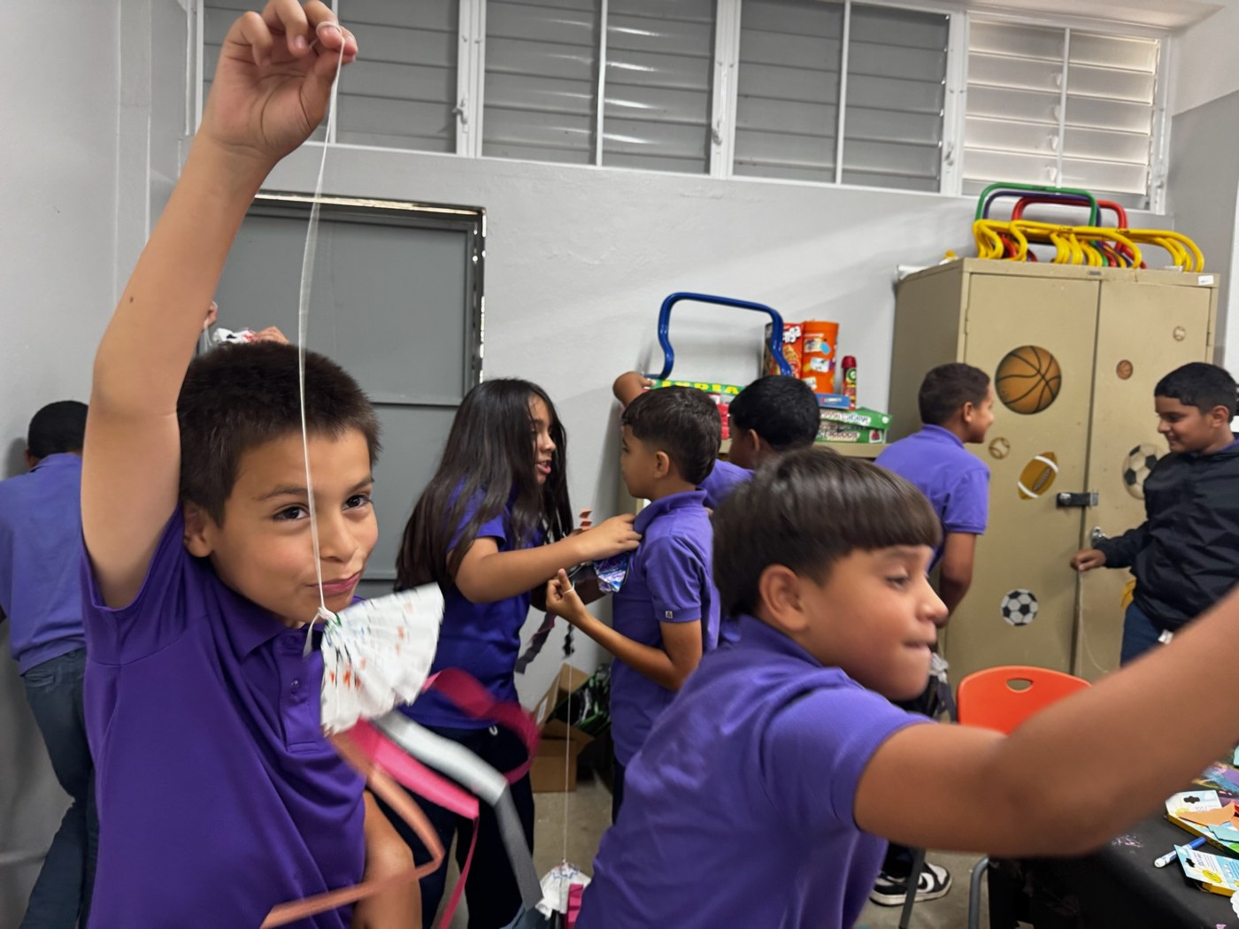 Students participate in Daniel’s art activity at school